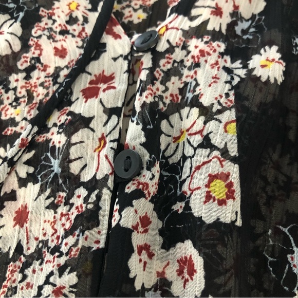 Zara Trafaluc Floral Mesh Flowy Blouse SZ M - Picture 8 of 16